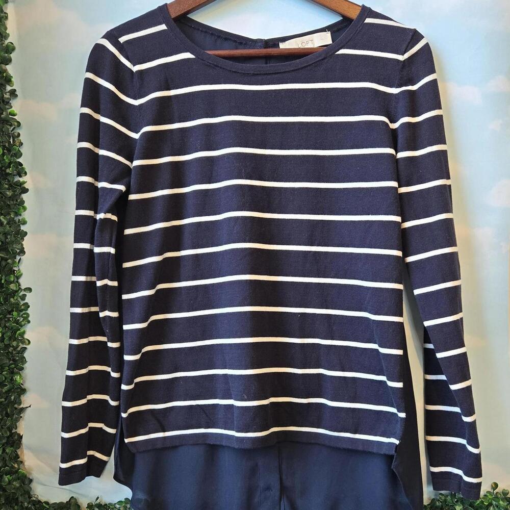 Classic Preppy Striped Top With Sheer Button Back